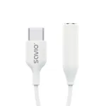 USB 3.1 C (M) &ndash; 3,5 mm lizdas (F) garso adapteris, baltas, SAVIO AK-52