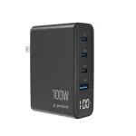 Universal charger GaN 100W LCD 3xUSB-C 1xUSB-A black