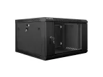 Lanberg prie sienos montuojama stelažinė spintelė 19'' 6U 600x600mm juoda (stiklinės durys)