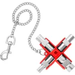 KNIPEX universal key 00 11 06, socket wrench (silver/red, for common cabinets and locking systems)