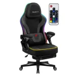 RGB juoda tinklelio žaidimų kėdė