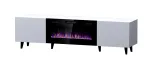 RTV spintelė PAFOS EF su elektriniu židiniu 180x42x49 cm, balta matinė