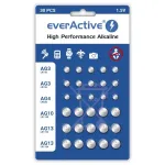 Mini &scaron;arminių baterijų rinkinys &bdquo;everActive&ldquo;: 10 x G3 / LR41, 5 x G4 / LR626, 5 x G10 / LR1130, 10 x G13 / LR1154
