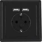 Lanberg 230V single flush-mounted socket + 2x USB 2.1 A schuko black