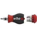 Wiha Stubby screwdriver 1/4", with bit magazine (black/red, Stubby with 7 double bits)