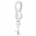 Activejet smycz z przewodem do ładowania 3w1 biała. Prietaisai: USB-C, adapteris Lightning, USB-A.