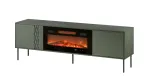 Cama RTV spintelė EF + židinys juoda TRESSE 180x40x54.5 matinė žalia