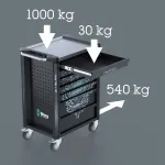 Wera 9706 Tool Rebel workshop trolley Stainless 2, with equipment (black/silver, 191 pieces, in the exclusive Tool Rebel design)