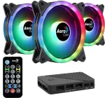 &bdquo;Aerocool DUO12PRO&ldquo; rinkinys, 3 ventiliatoriai, 12 cm, ARGB, LED dvigubo žiedo, antivibracijos, 6 kontaktų, juodas
