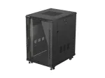 19-inch 18U floor-standing rack cabinet, 600x800, glass door, (flat-pack), black