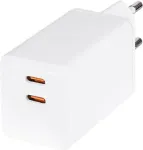 LogiLink PA0376 USB GaN travel charger, 65 W, 1x USB-C (PD), 1x USB-A (QC), white