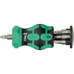 Wera Kraftform Kompakt Stubby Magazine RA 4, bit set black/green, 6-piece, 1/4", with ratchet function