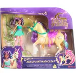 Spin Master Unicorn Academy - Ava and Plant Magic Leaf, toy figure with real mane and tail and magical light-up function