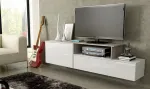 Cama TV spintelė SIGMA 3 180 balta/blizgi balta + sonoma ąžuolas