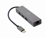 &bdquo;Gembird A-CMU3-LAN-01&ldquo; USB-C gigabito tinklo adapteris su 3 prievadų USB 3.1 &scaron;akotuvu