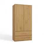 Topeshop SZAFA MALWA ART miegamojo spinta/spinta su 5 lentynomis, 2 durimis, ąžuolas