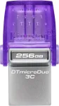 Kingston DataTraveler microDuo 3C 256GB USB Stick (Purple/Transparent, USB-A 3.2 Gen 1, USB-C 3.2 Gen 1)