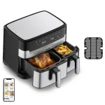 Tefal Dual Easy Fry & Grill EY905D Dviguba 8,3 l Atskirai pastatoma 2700 W Kar&scaron;to oro gruzdintuvė Nerūdijančio plieno
