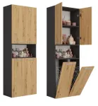 Topeshop NEL 2K DK ANT/ART KP vonios spintelė, grafito spalvos, ąžuolo spalvos