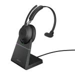 Jabra Evolve2 65 USB-A UC Mono su įkrovimo stovu &ndash; juodos