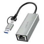 USB-C to gigabit etherne t adapter with 2in1 USB