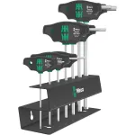 Wera 454/7 HF set 2 T-handle screwdrivers + rack, 7 pieces (black/green, with holding function)