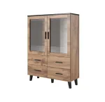 Vitrina LOTTA 2D4D wotan ąžuolas + matinė juoda