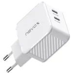 Nevox 65W DUAL USB-C (PD) QC3.0 charger GaN (white, PD 3.0, QC 3.0)