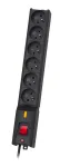 LESTAR LX 610 G-A, vir&scaron;įtampių apsauga, 1,5 m, juoda, 6 kintamosios srovės lizdai, 230 V