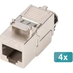 Digitus Keystone module Cat. 8.1, shielded, 4 pieces (silver, tool-free mounting connection)