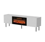 Cama LUCCA TV spintelė 180x40x59 balta + juodas židinys