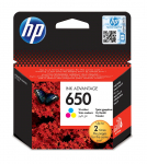 HP 650 originali žydra, rausva, geltona (1 vnt.)