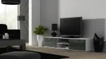 Cama TV staliukas SOHO 180 baltas/pilkas blizgus