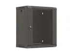 Rack cabinet wall-mounted 19 inches 12U 540x350 black glass door (flat pack)