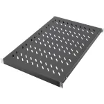 Digitus shelf with variable mounting rails for permanent installation in 483 mm (19") cabinets, black, 1 height unit