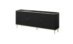 GLAMOUR komoda 180x40x75.5 cm juoda matinė + auksinė