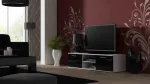 Cama TV staliukas SOHO 140 baltas/juodas blizgus