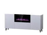 PAFOS komoda su elektriniu židiniu 180x42x82 cm, matinė balta