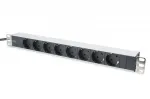 Power strip PDU 19 inches, 1U, 8 sockets, power: 16A, 4000W, aluminum, 2m