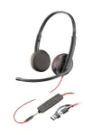 Poly Blackwire 3225 Stereo USB-C Headset +3.5mm Plug +USB-C/A Adapter (Bulk)
