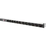 Digitus power strip PDU with aluminum profile, 12-way (black/aluminum, 2 meter cable, 1 U, with switch and surge protection)
