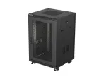 19-inch 18U floor-standing rack cabinet, 600x600, perforated door, LCD (flat-pack), black