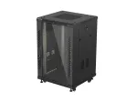 19-inch 18U floor-standing rack cabinet, 600x600, perforated door, LCD (flat-pack), black