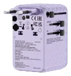 Verbatim Charge 'n' Travel GaN III travel adapter global 1xUSB-C PD 3.0 QC 4+ 100W, 2xUSB-C 15W, 1xUSB-A 12W purple