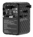 Verbatim Charge 'n' Travel GaN III travel adapter global 1xUSB-C PD 3.0 QC 4+ 100W, 2xUSB-C 15W, 1xUSB-A 12W black