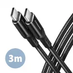 KABELIS USB-C IKI USB-C 3M 60W/HQ JUODAS BUCM-CM30AB AXAGON