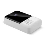 I&scaron;orinė baterija 10 000 mAh, 2&times; USB, 1&times; USB-C 22,5 W, QC4+, LCD ekranas, balta