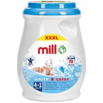 MILL BABY skalbimo kapsulės baltiems ir spalvotiems drabužiams, 70 vnt., 3K.S