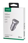 Ugreen USB Type-C / USB 24 W galios tiekimo greito įkrovimo automobilinis įkroviklis, pilkos spalvos (30780)