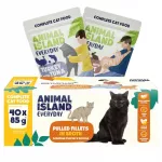 ANIMAL ISLAND Everyday Fillets in broth Turkey with tuna and Veal with rabbit Box- &scaron;lapias kačių maistas - 40x85g